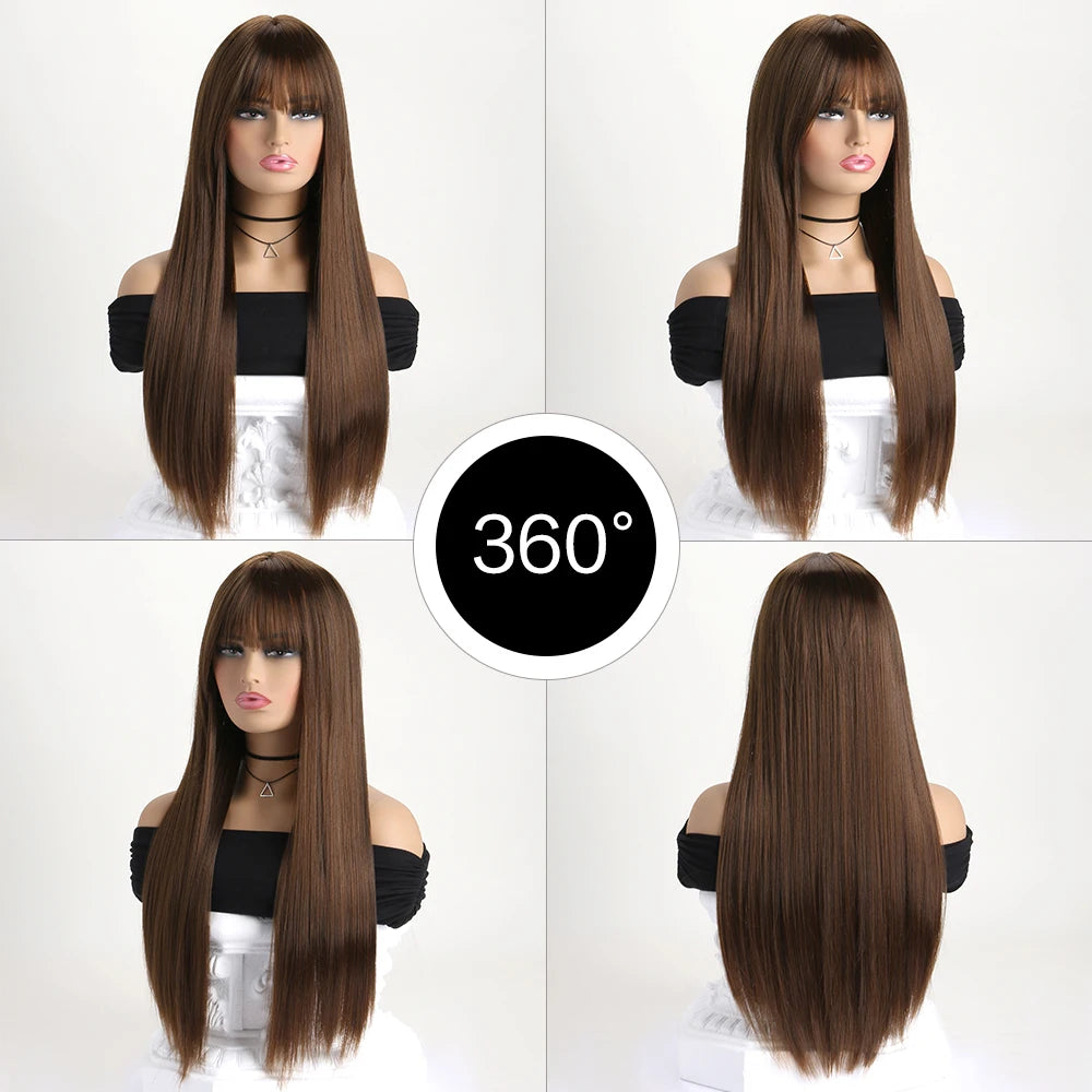 26" Long Straight Synthetic Wig for Women – Colorful Fashion Wig for Daily Wear, Halloween Costume, Party & Cosplay