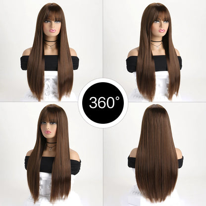 26" Long Straight Synthetic Wig for Women – Colorful Fashion Wig for Daily Wear, Halloween Costume, Party & Cosplay