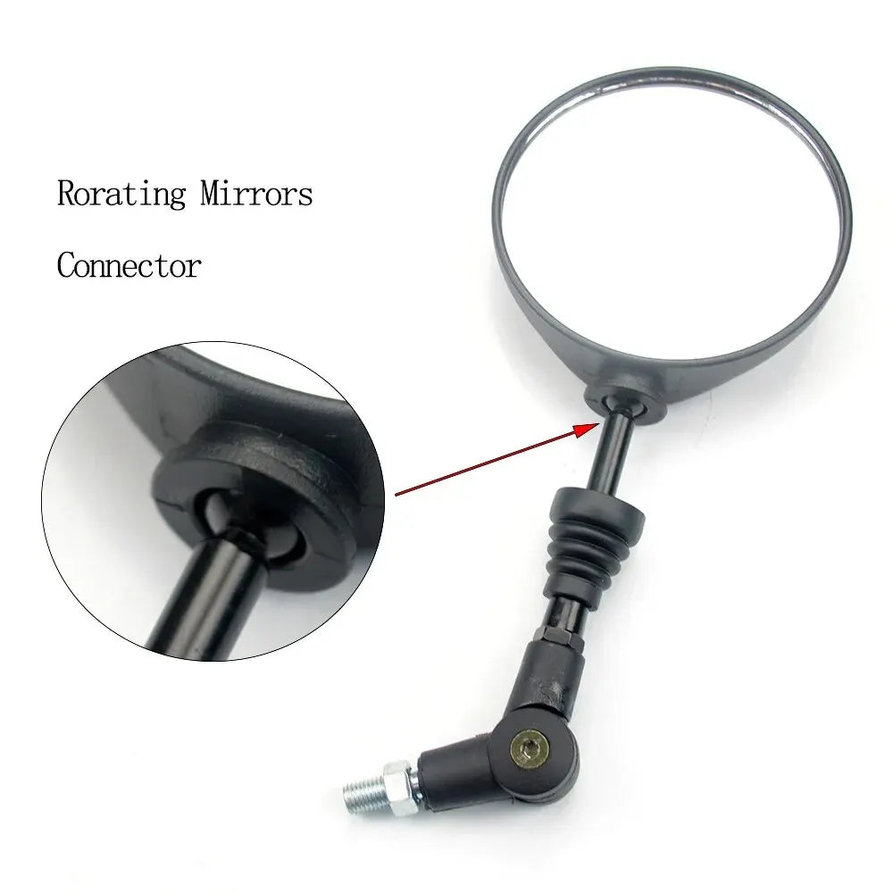10mm Black Aluminum Motorcycle Side Mirror — Universal 360° Adjustable, Foldable, Anti-Fall Rearview Mirror