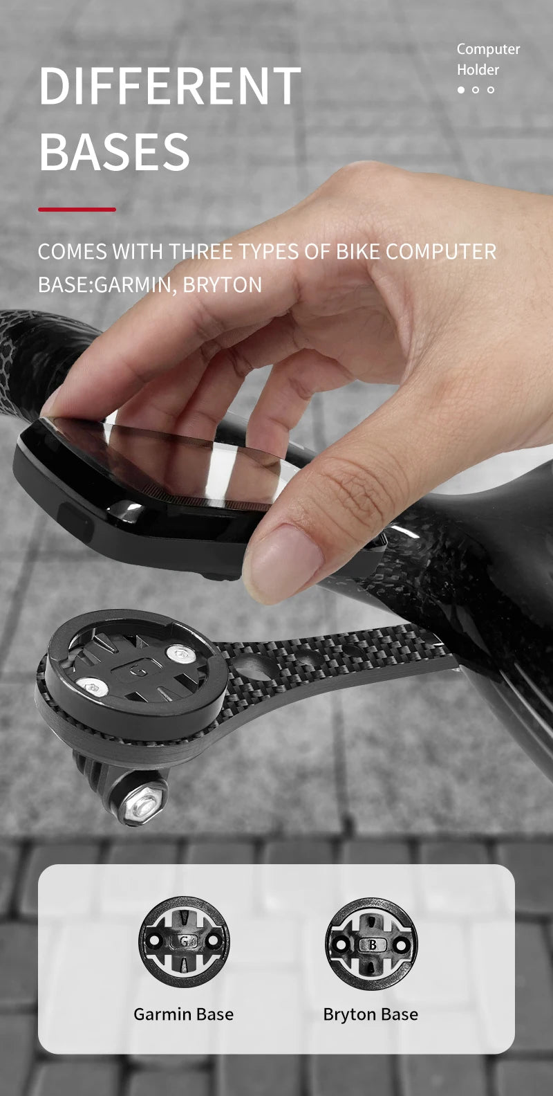 BUCKLOS Carbon Fiber Bike Computer Mount – 143mm/165mm Speedometer Holder for Garmin, Road & Mountain Bikes