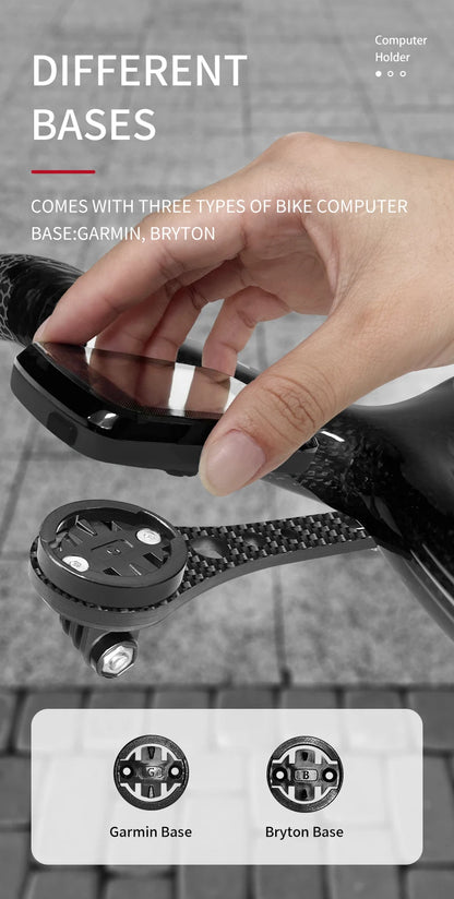 BUCKLOS Carbon Fiber Bike Computer Mount – 143mm/165mm Speedometer Holder for Garmin, Road & Mountain Bikes