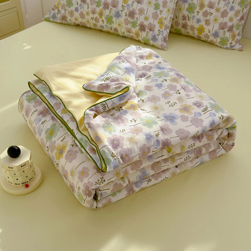 Washed Double Gauze Quilt – Lightweight Summer Comforter with Soya Fibre Filling, Soft & Breathable for Queen Size
