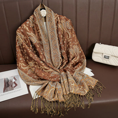 Luxury Autumn Cashmere Pashmina Shawl – Warm Winter Scarves for Women, Printed Cotton Foulard Stole Scarf 2023