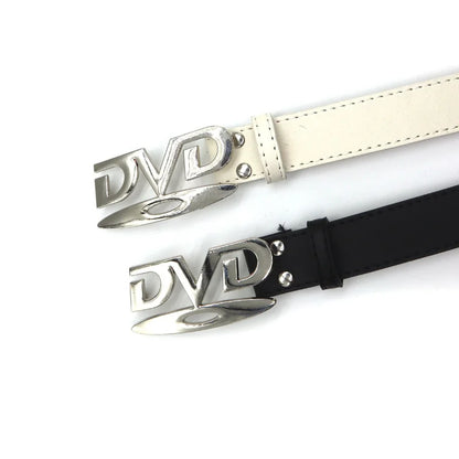 Unisex Vintage DVD Buckle Belt – Nostalgic Design Waist Strap for Jeans, Casual Fashion Belt for Men & Women