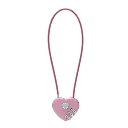 Love-Shaped Heart Code Padlock – Wedding Gift with Password Lock, Long Wire Rope for Trolley Case & Security