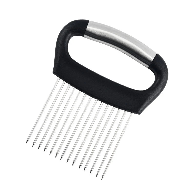 Stainless Steel Vegetable & Onion Cutter Holder – Multi-Function Fruit & Potato Slicer Kitchen Tool