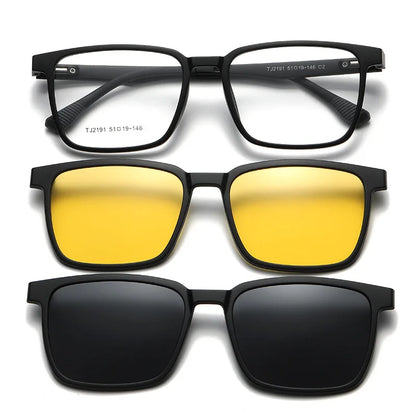 VICKY Flip-Up Magnetic Clip-On Prescription Sunglasses - TR90 Polarized Myopia Glasses Night Vision Reading Eyewear for Men & Women