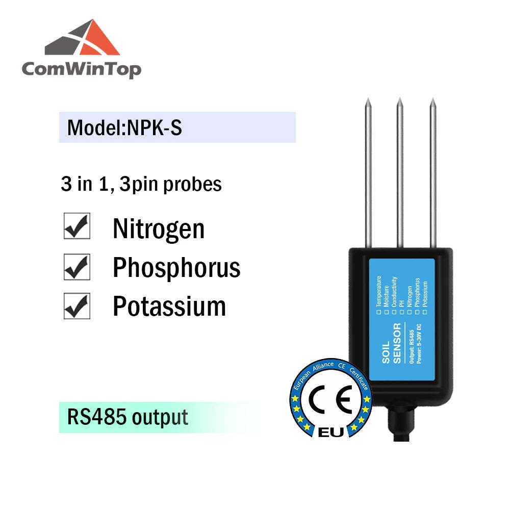 Soil Moisture, Temperature, Humidity, EC, pH & NPK Sensor - 4-20mA, 0-5V, RS485 Modbus for Accurate Soil Measurement