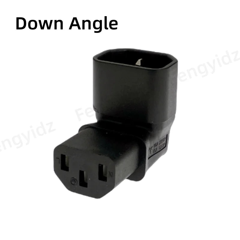 IEC 320 C14 to C13 Adapter - 3-Pin 90-Degree Right-Angle AC Power Extension Converter