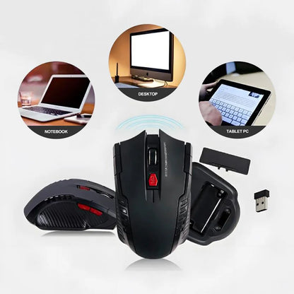2.4G Wireless Mouse with USB Receiver – 6-Button Professional Optical Mouse with Right Scroll for Laptop, PC & Gaming