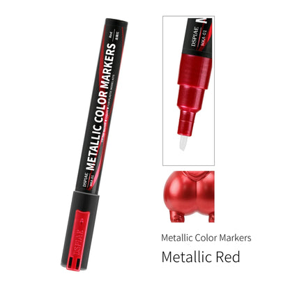 DSPIAE MKA Super Metallic Brush Marker Pens – Water-Based Eco-Friendly Paint Pens (Pink, Orange, Red, Blue, Green, Silver, Gold)