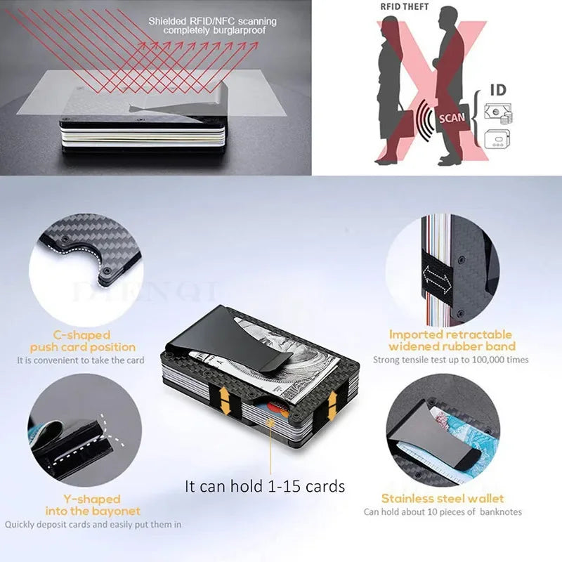 2025 RFID Blocking Front Pocket Wallet – Slim Minimalist Metal Wallet with Money Clip for Men & Unisex