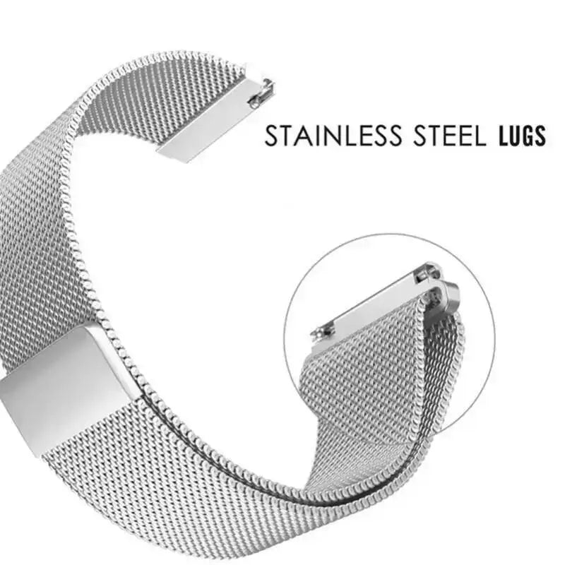 20mm/22mm Milanese Magnetic Loop Watch Strap – Compatible with Garmin Venu 2/3, Forerunner 55/158/165/245/255/265/645/745/965 Music