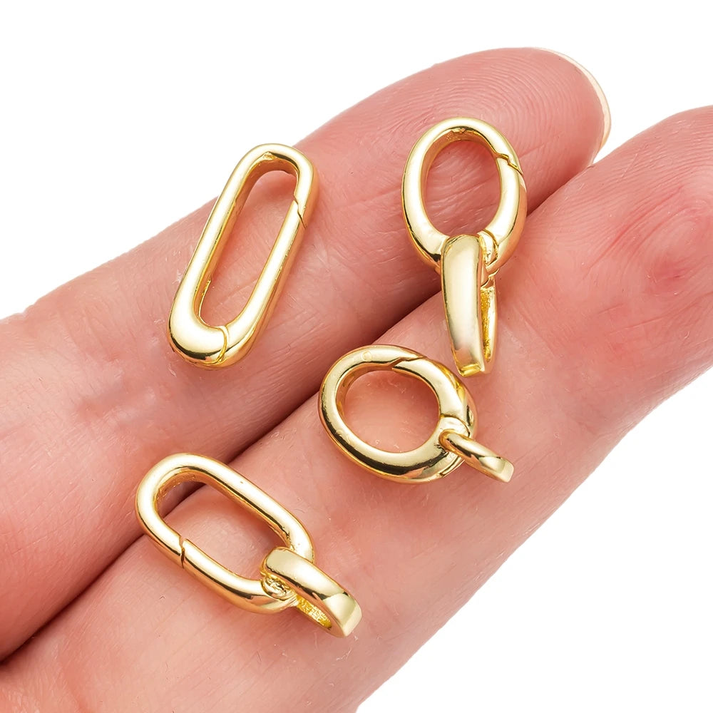 2PCS Gold Filled Oval Clasp - 14K/18K Spring Connector Carabiner for DIY Jewelry Necklace & Bracelet Making