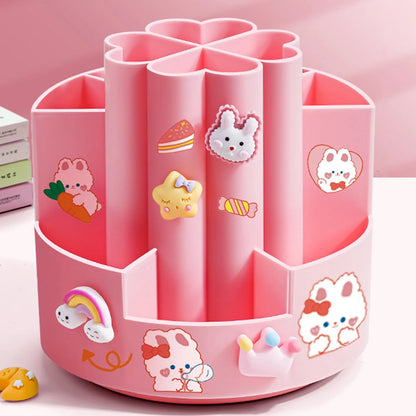 Rotating Pen Holder Desk Organizer - Large Capacity Storage Box for Pens, Cosmetic Brushes & Dorm Accessories