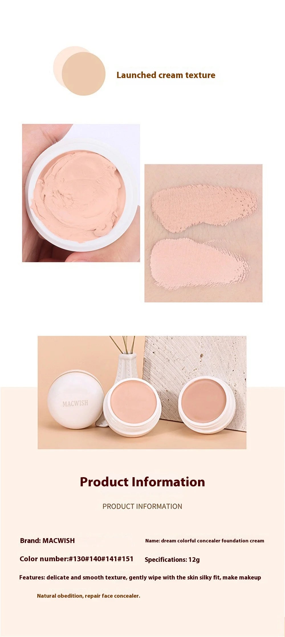 Waterproof Full Coverage Concealer – Natural Finish Foundation for Tattoos, Scars, Dark Circles, Acne, and All Skin Types