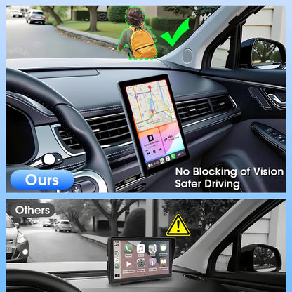 7/8/9'' Car Mirror Radio Display – Wireless CarPlay & Android Auto Multimedia Screen with Portrait & Landscape Support