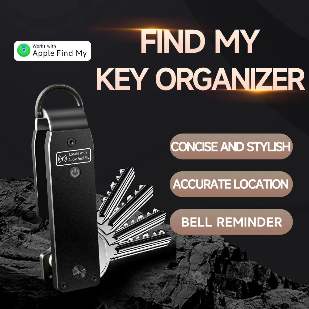 AirTag Key Holder - Built-In Tracker Keychain for 2–3 Keys, GPS Key Finder for Men & Women (iOS Only)