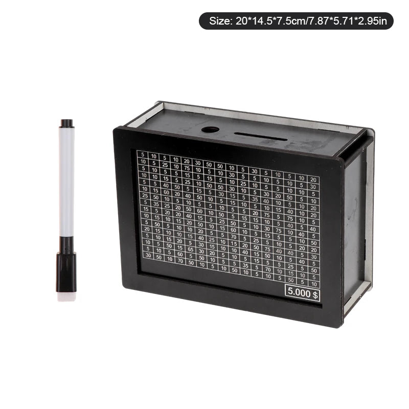 USD Black Reusable Piggy Bank with Money Goal Counter - DIY Savings Box to Build Good Habits