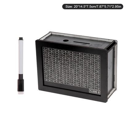 USD Black Reusable Piggy Bank with Money Goal Counter - DIY Savings Box to Build Good Habits