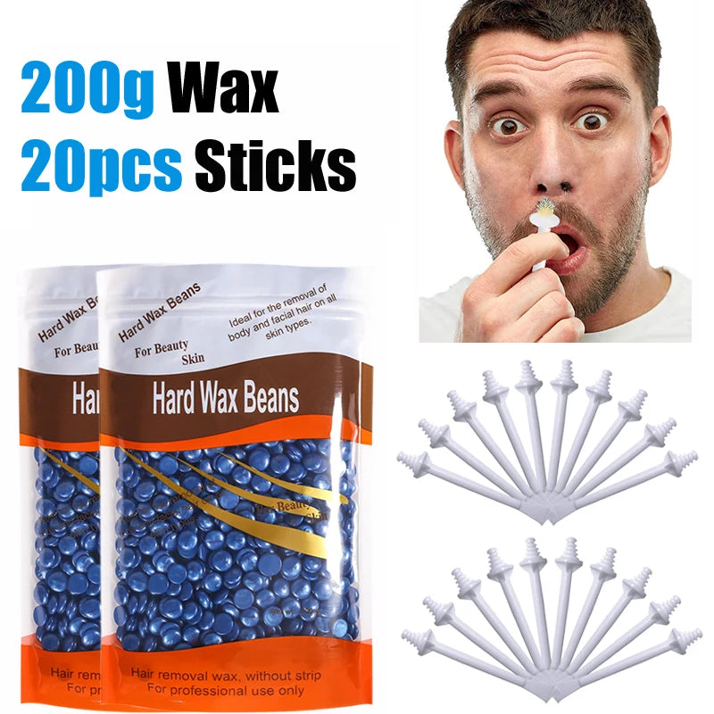 Portable Nose Wax Kit 50g-100g for Men & Women - Nail & Nose Hair Removal with Cleaning Wax Kit & Clipper