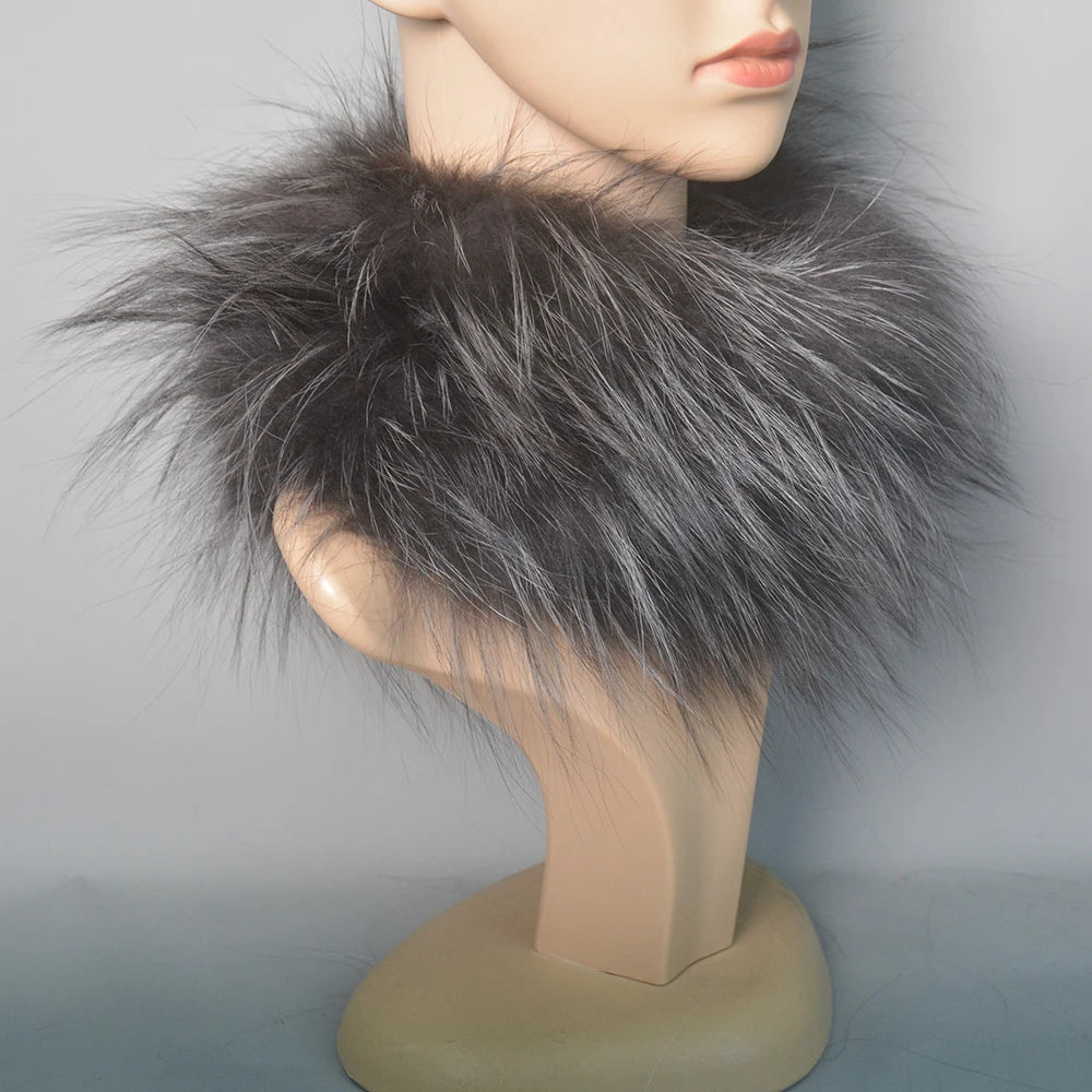 2025 Real Fox Fur Scarf and Headband – Luxury Winter Neck Warmer for Women, 100% Natural Fur, Elastic Ring Muffler