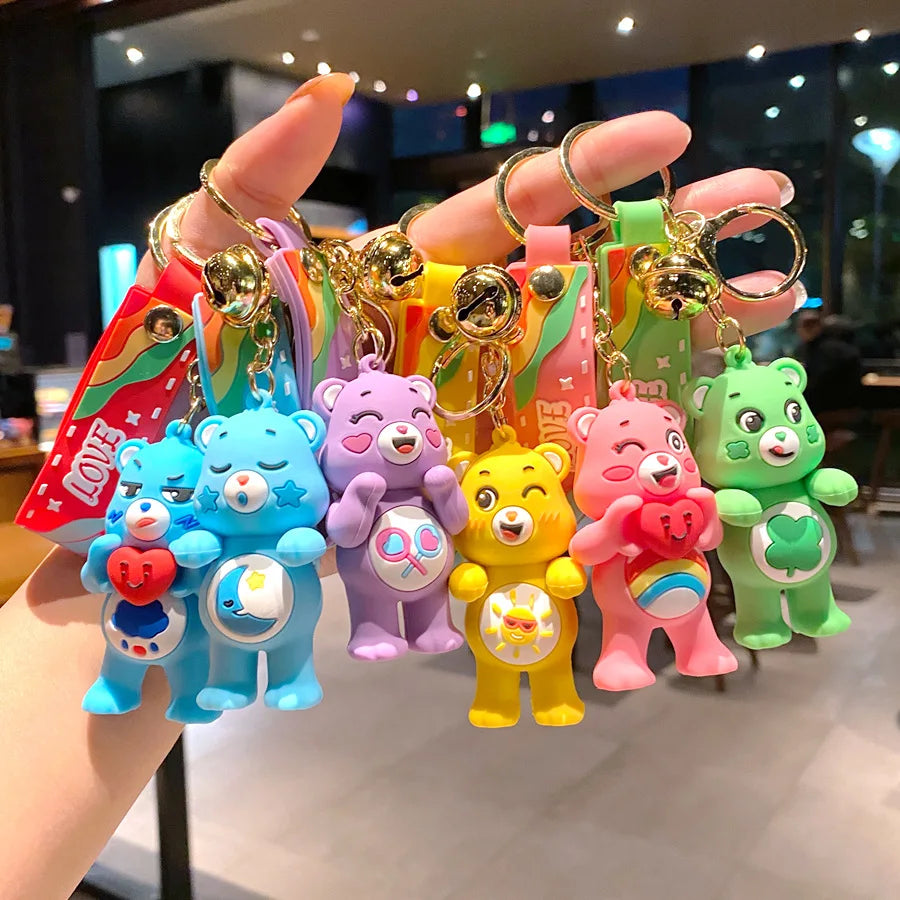 Care Bears Movie II Love Bear Keychain – Cartoon Doll Pendant for Couples & Halloween Gifts