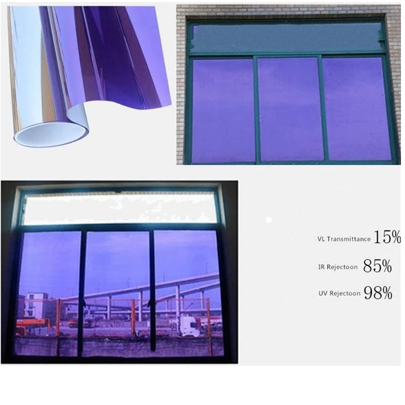 Solar Reflective Window Film - Insulation Privacy Glass Tint Sticker with 99% UV Protection for Home & Office Windows