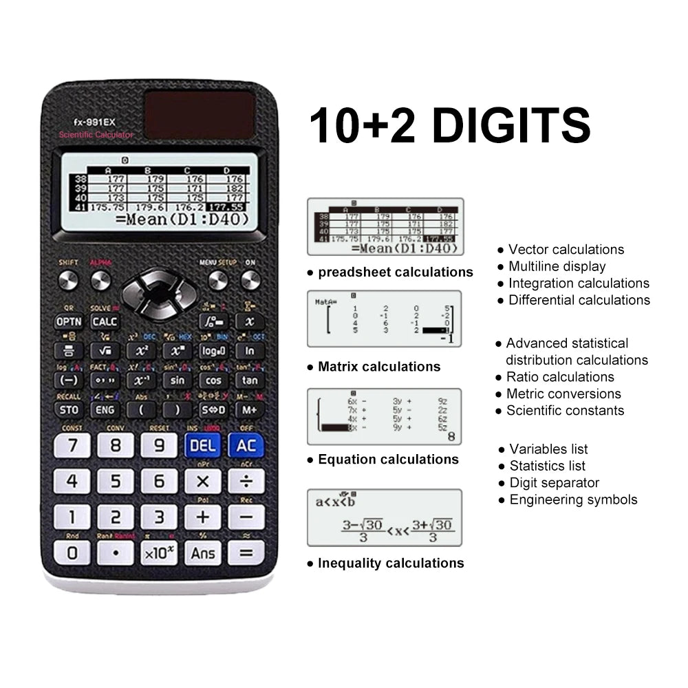 552-Function Scientific Calculator Multifunction Student Exam Calculator High-End Portable Math Learning Tool Economical Design