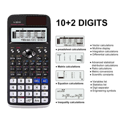 552-Function Scientific Calculator Multifunction Student Exam Calculator High-End Portable Math Learning Tool Economical Design
