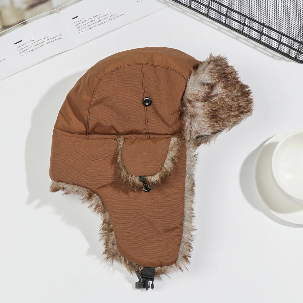 Men's and Women's Trapper Bomber Hats - Ushanka Winter Earflap Hat, Warm Plush Cap for Outdoor Sports, Skiing, Hunting, and Fishing