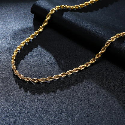 Vnox Dainty Gold Color Rope Chain Necklace – Chic Twisted Collar for Men & Women, Waterproof Stainless Steel, 2-5mm Width