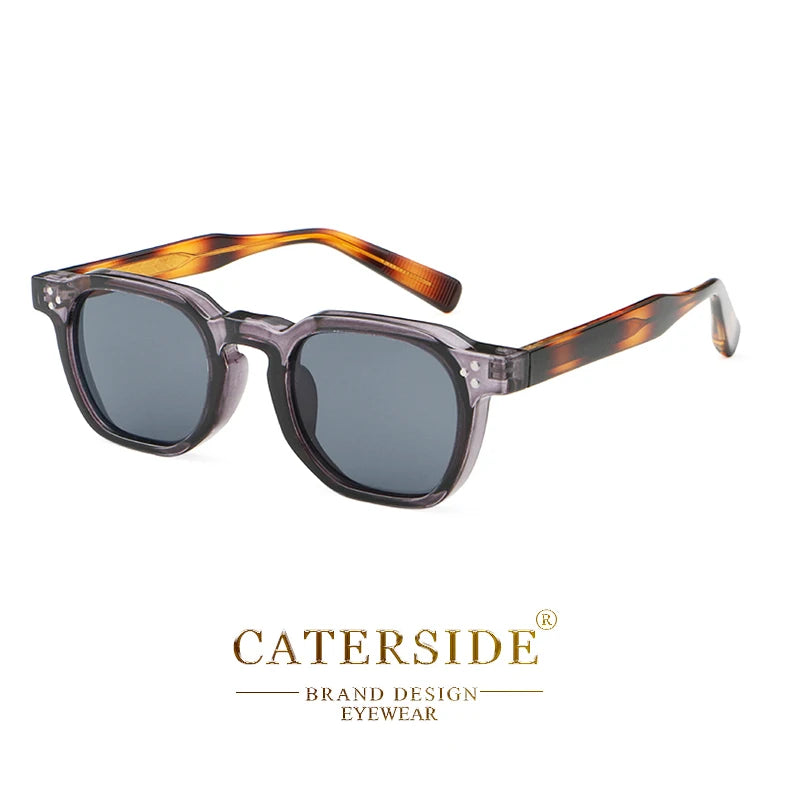 CATERSIDE Retro Punk Square Sunglasses – 2-Piece Fashion Set for Men & Women, Party & Festival Gift Glasses