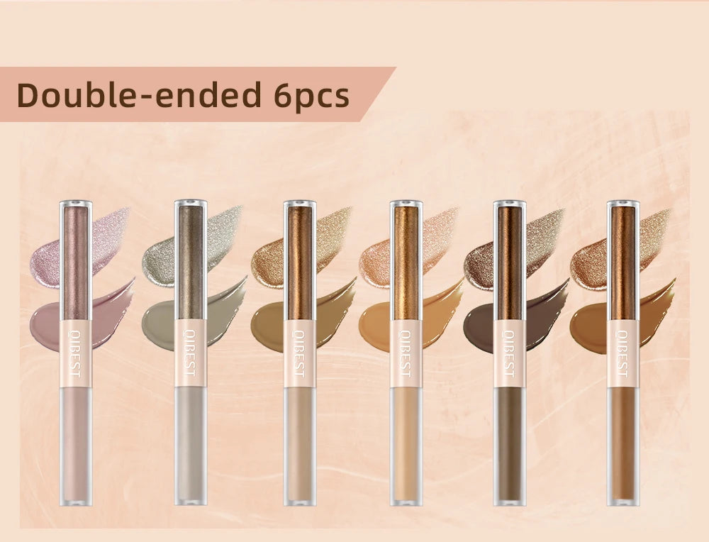 QIBEST Double-Head Glitter Liquid Eyeshadow – Contour Blush, Shimmer & Matte Pigment for Natural Cheek & Eye Makeup