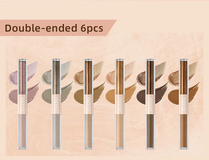 QIBEST Double-Head Glitter Liquid Eyeshadow – Contour Blush, Shimmer & Matte Pigment for Natural Cheek & Eye Makeup