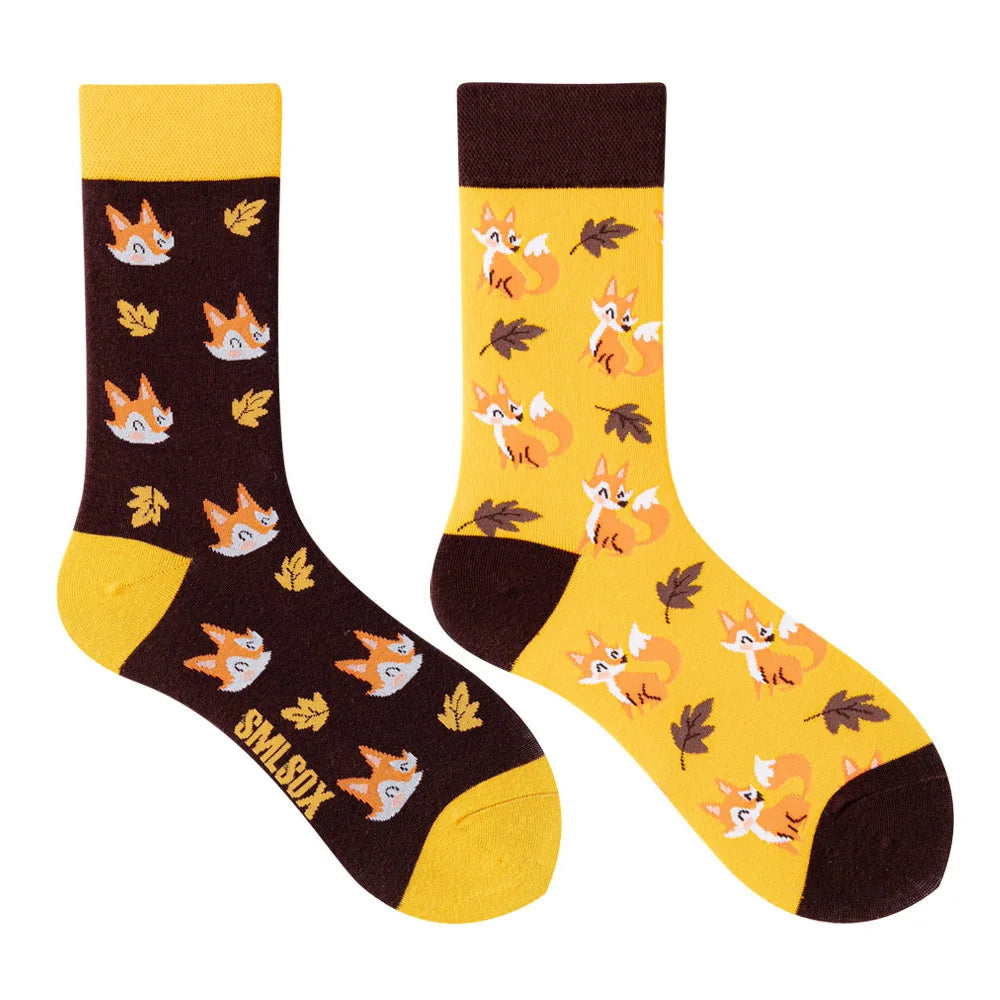 Unisex AB Tide Animal Cotton Socks – Colorful Cat, Dog, Koala, Cow Crew Socks for Men & Women, Four Seasons Gift