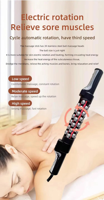 Red Light Heated Massage Device – 360 Rotating Muscle Relaxation Roller for Full Body & Anti-Cellulite Treatment