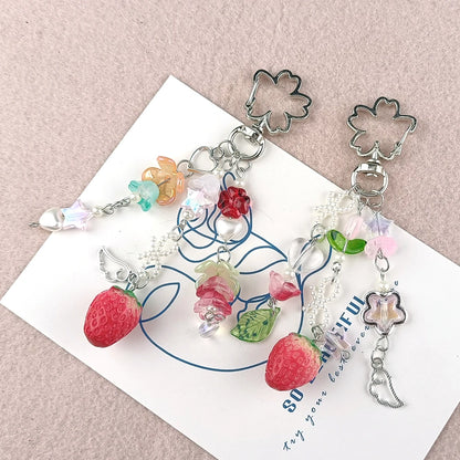 Cute Strawberry Bow Keychain - Y2K Coquette Handbag Pendant & Girls Gift Accessory