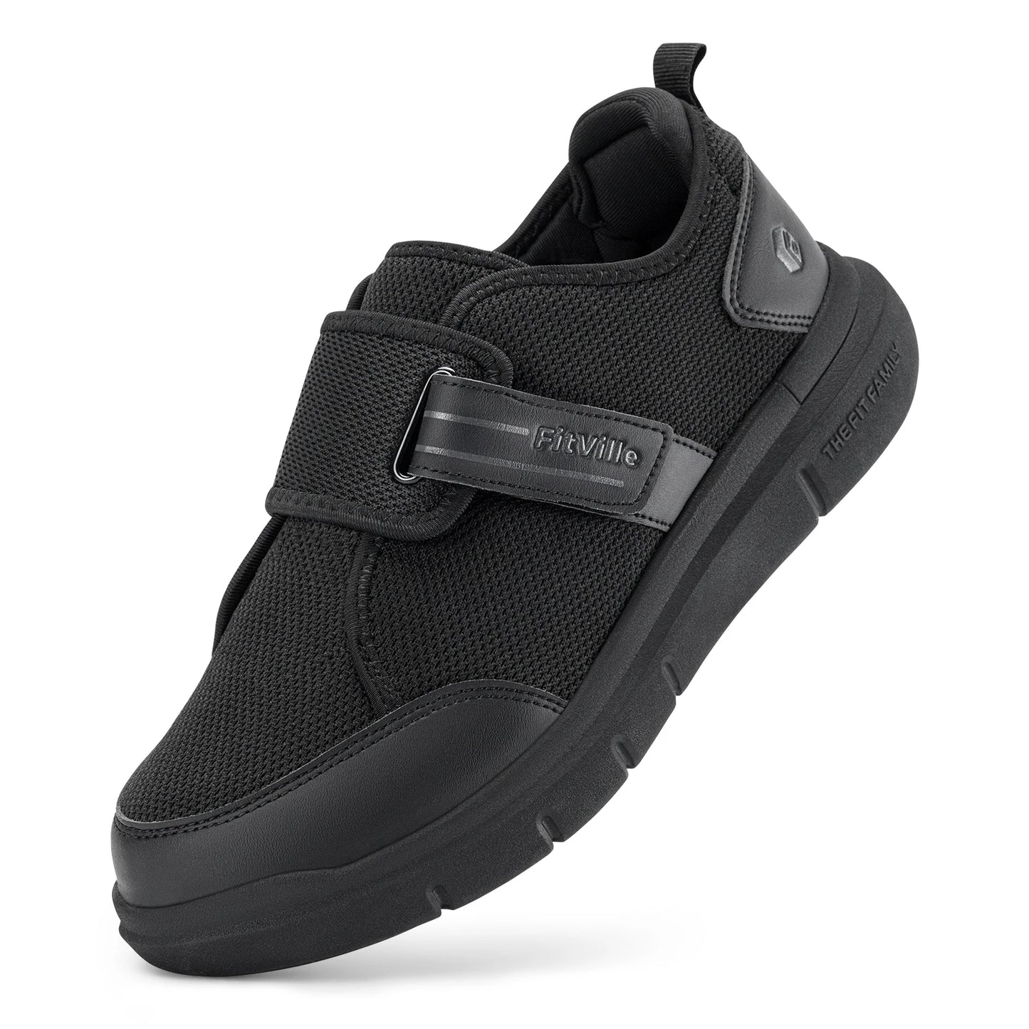 FitVille Extra Wide Diabetic Walking Shoes for Men, Hook & Loop Adjustable Comfort Shoes for Swollen Feet, Neuropathy & Pain Relief