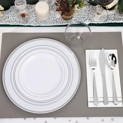 700PCS Gold Plastic Dinnerware Set – White & Gold Plates with 100 Napkins, Serves 100 Guests, Disposable Wedding Party Set