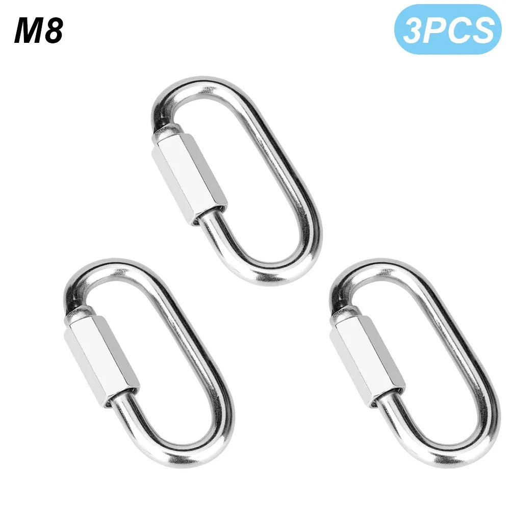 Stainless Steel Carabiner Quick Links - Safety Snap Hooks Chain Connectors for Keys, Climbing and Gear Repair