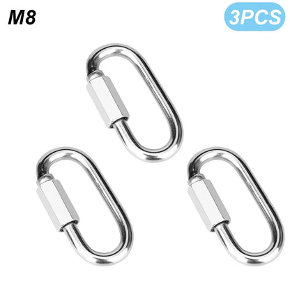 Stainless Steel Carabiner Quick Links - Safety Snap Hooks Chain Connectors for Keys, Climbing and Gear Repair