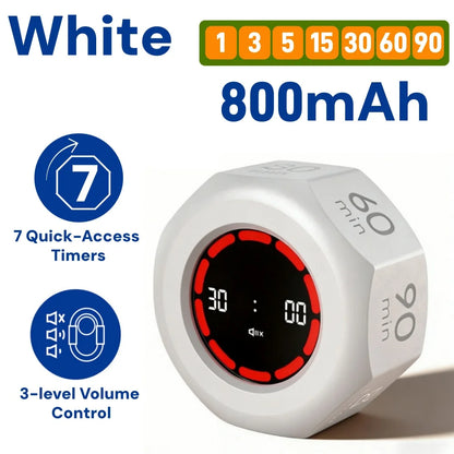 Rotating Pomodoro Timer Cube – Preset Flip Countdown Stopwatch for Study, Work, ADHD Focus, Kitchen & Productivity Tasks