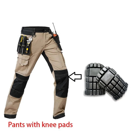 Men’s Multi-Pocket Cargo Work Pants with Knee Pads – Durable Wear-Resistant Tactical Trousers for Outdoor Workwear and Construction Use