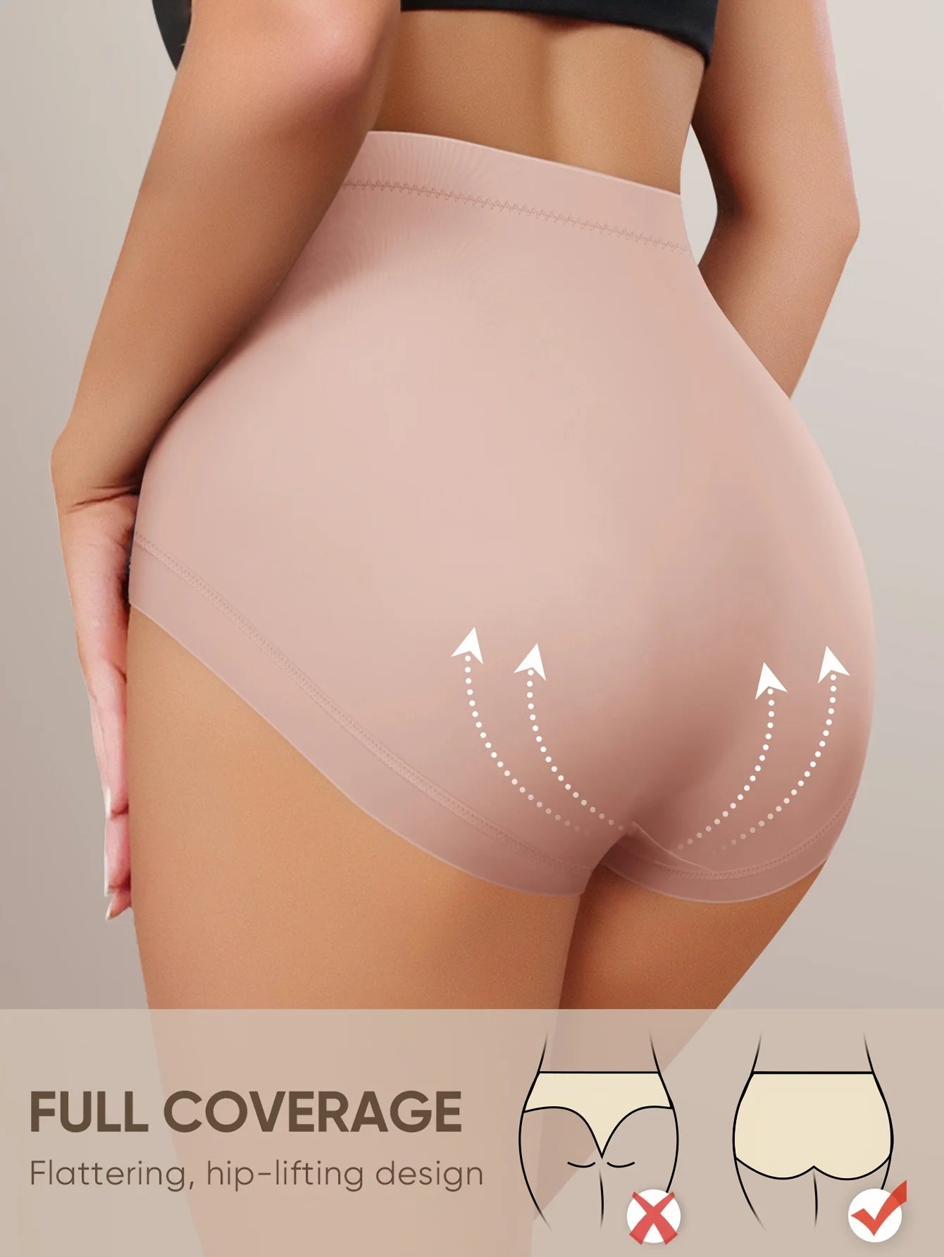 Women’s High-Waist Shaping Panties - Floral Lace Tummy Control Breathable Sheer Briefs for Everyday Comfort