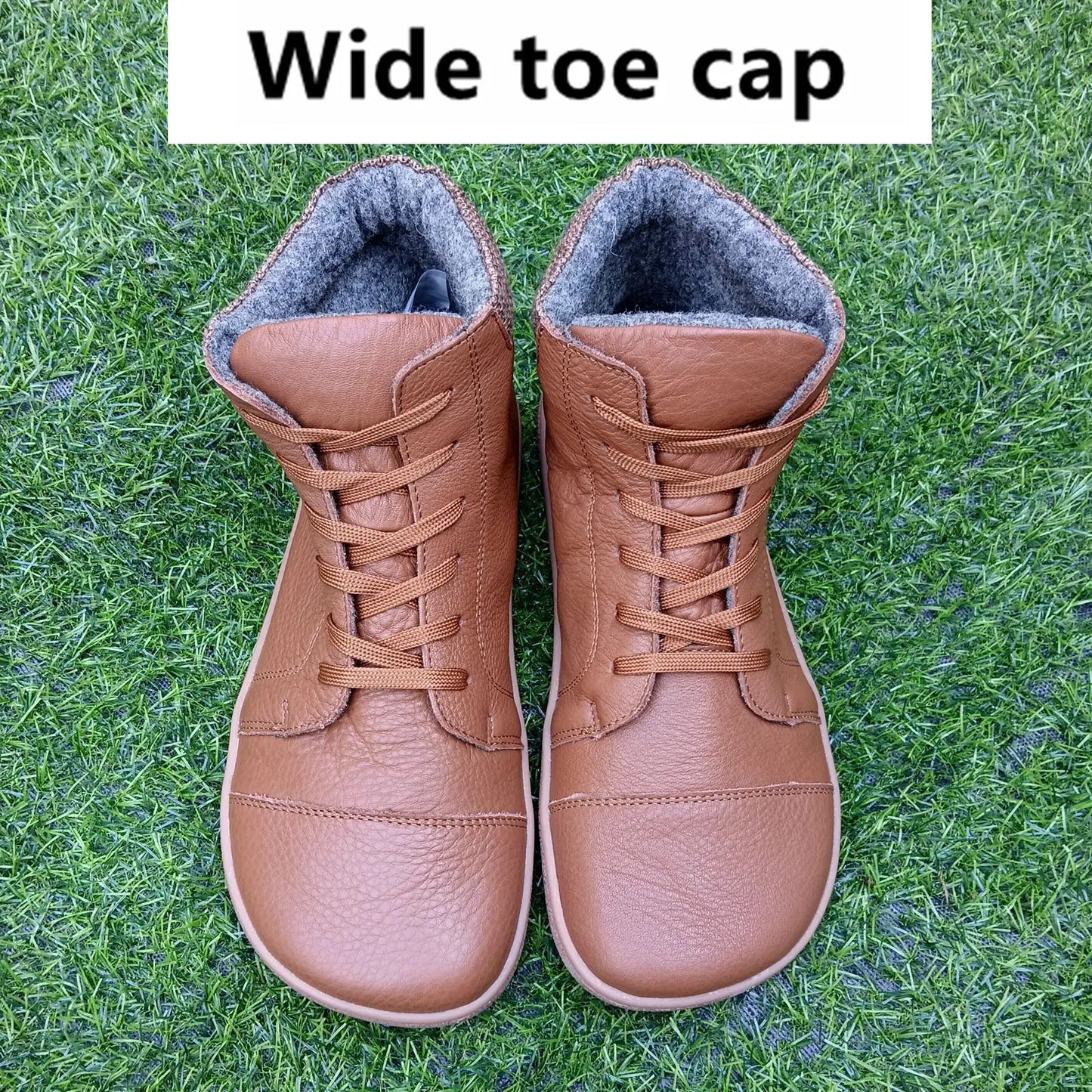 Barefoot Genuine Leather Boots with Wool Lining – Zero Drop, Wide Toe Box for Men & Women