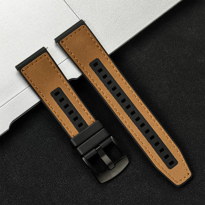 Leather Watch Strap 20mm/22mm - Vintage Replacement Band for Samsung Galaxy Watch 7/6/5/4 and Xiaomi Redmi Watch 3 Lite/Active