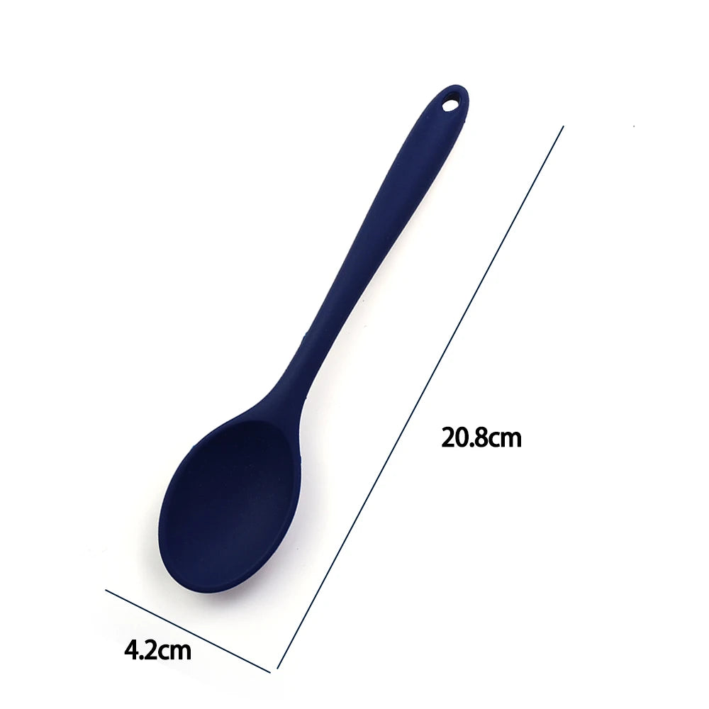 Soft Silicone Cooking Spoon - Long Handle Stirring Ladle for Kitchen Use - Essential Cooking Utensil