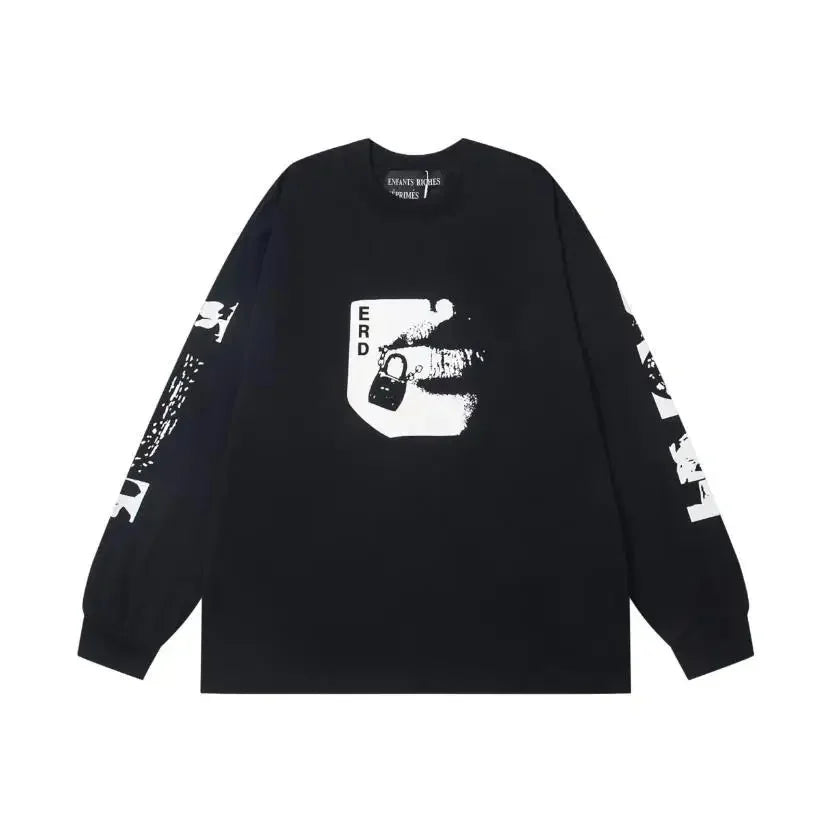 Washed Casual Hoodie Sweatshirt — Unisex Loose-Fit Street Style Crew Neck with Lip Print Letter Design, Vintage Comfortable Top