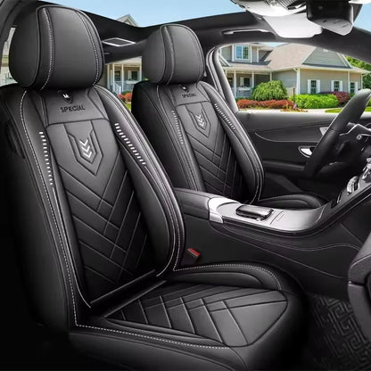 Fully Enclosed Leather Car Seat Cover - All-Season Universal Seat Protector for Small Cars